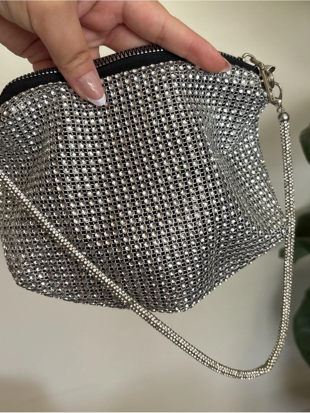 Silver Rhinestone Evening Shoulder Bag - Picture 3 of 6